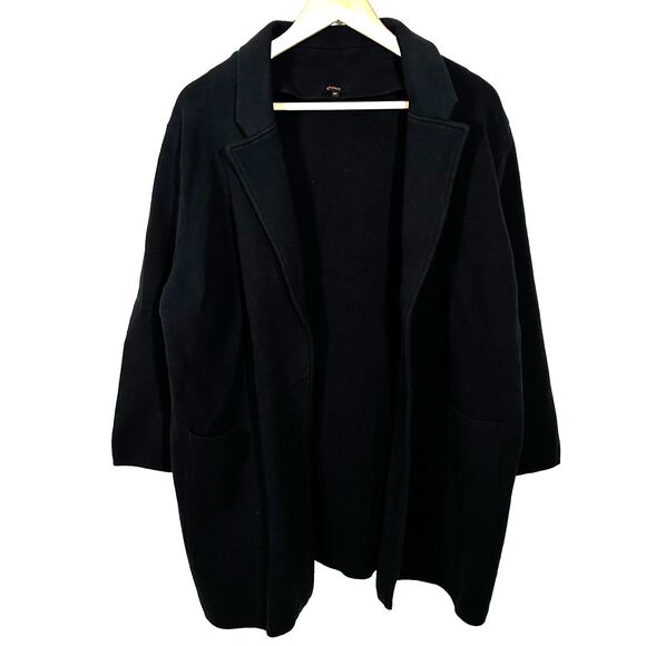 Quince Sweater Jacket Size 2x Black Open Front Pockets Knit Women Basic Piece - Picture 1 of 5